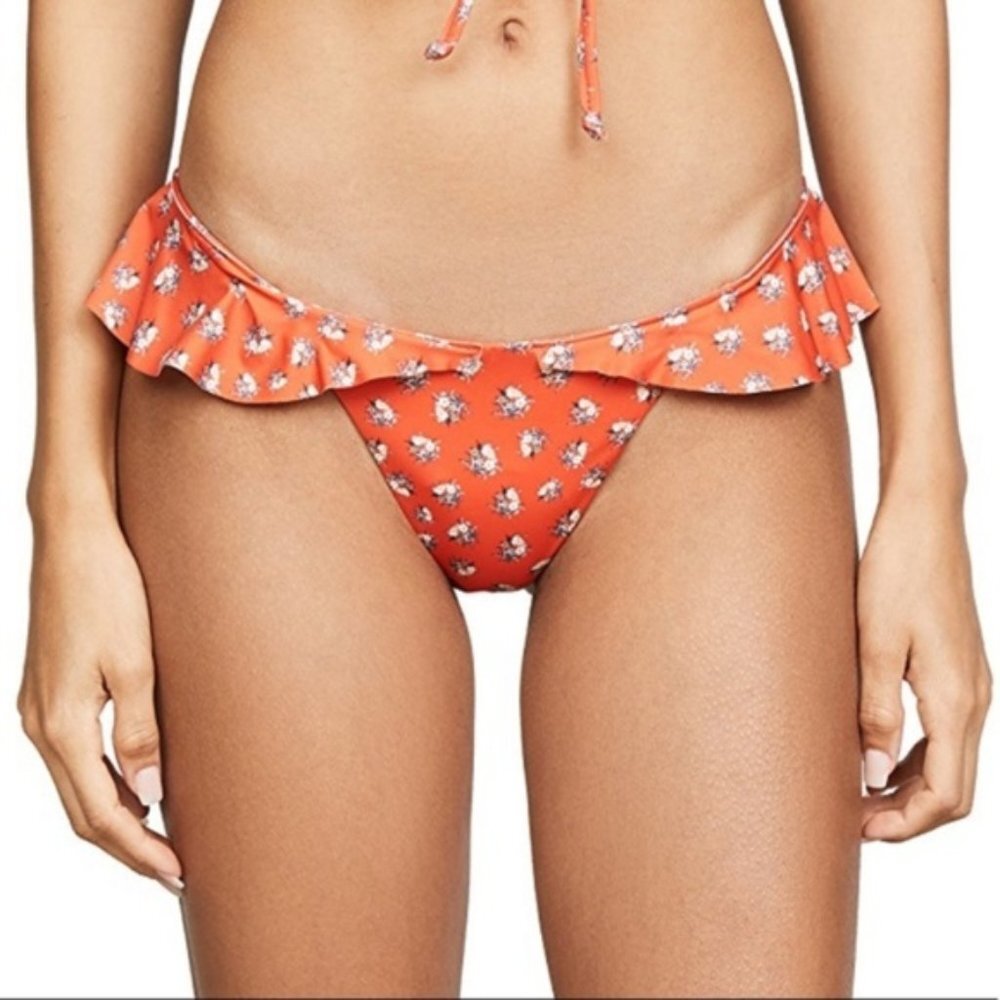 Beach Riot Orange Ruffle Chloe Bikini Bottoms